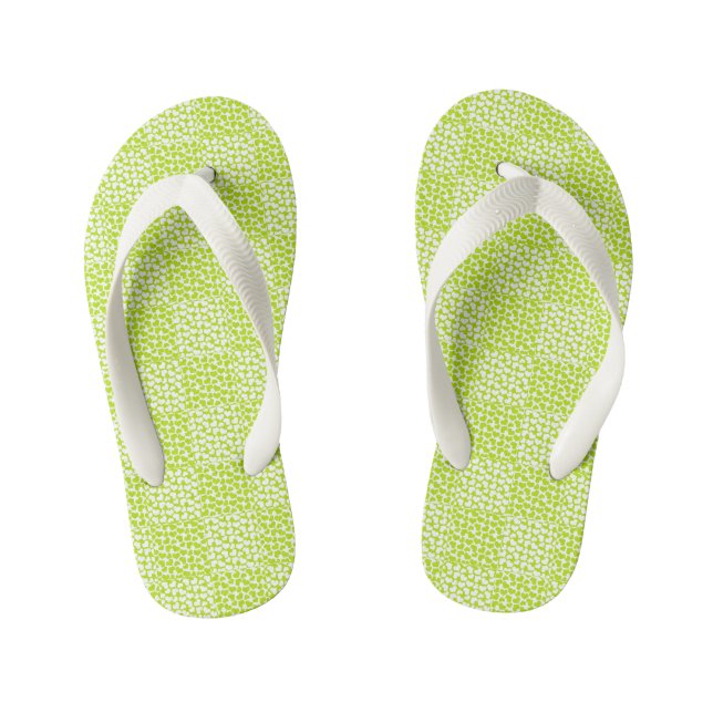 Checkered Love in Lime Green and White  Kid's Flip Flops (Footbed)
