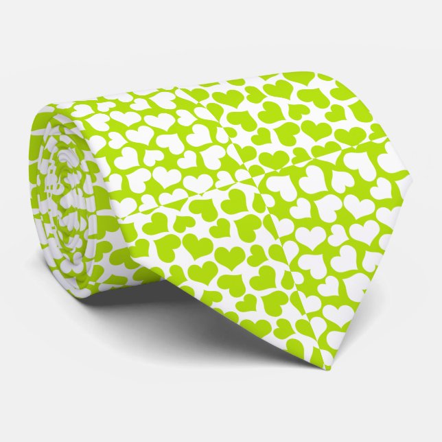 Checkered Love in Lime Green and White  Neck Tie (Rolled)