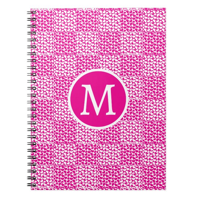 Checkered Love in Magenta and White Monogram Notebook (Front)