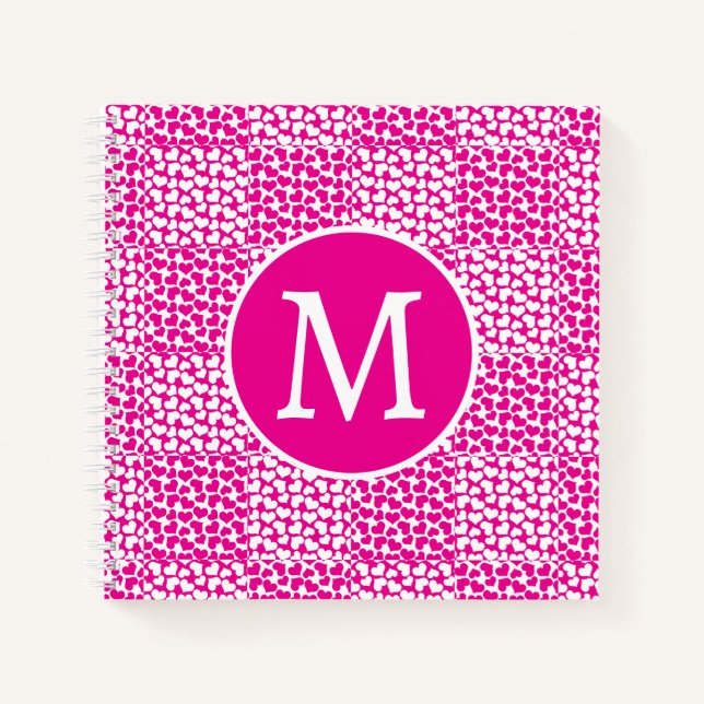 Checkered Love in Magenta and White Monogram Notebook (Front)