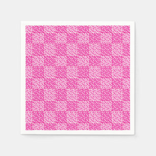 Checkered Love in Magenta and White Napkins