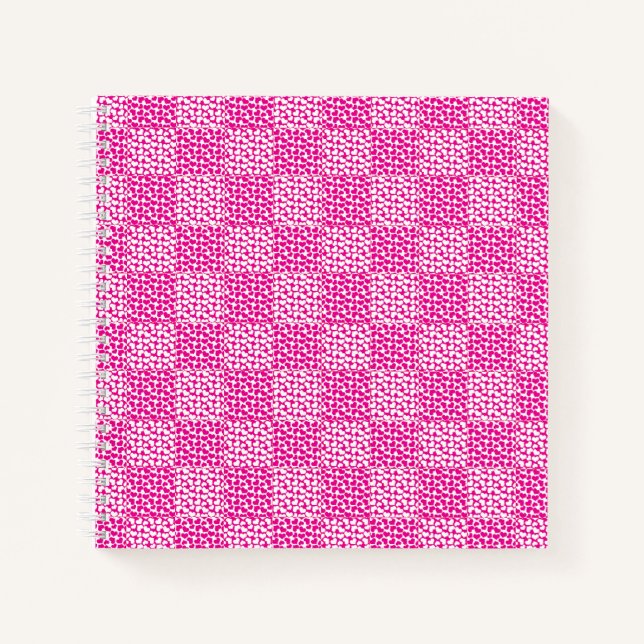 Checkered Love in Magenta and White Notebook (Front)