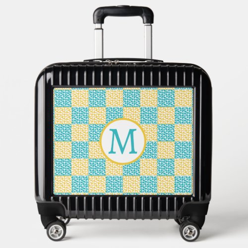Checkered Love in Turquoise Yellow and White Luggage