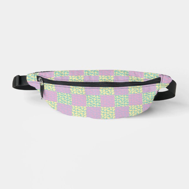 Checkered Love-Pastel Pink, Yellow, Purple & Green Fanny Pack (Front)