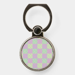 Checkered Love-Pastel Pink, Yellow, Purple & Green Phone Ring Stand
