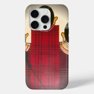 Checkered Maasai Family Portrait | Abstract Herita iPhone 15 Pro Case