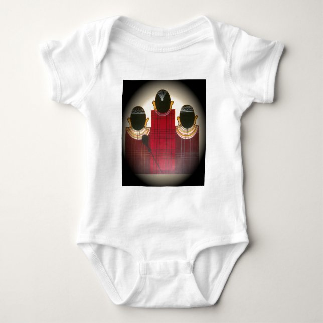 Checkered Maasai Family Portrait Baby Bodysuit (Front)