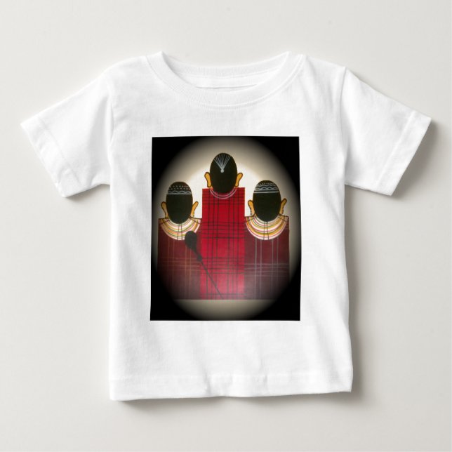 Checkered Maasai Family Portrait Baby T-Shirt (Front)