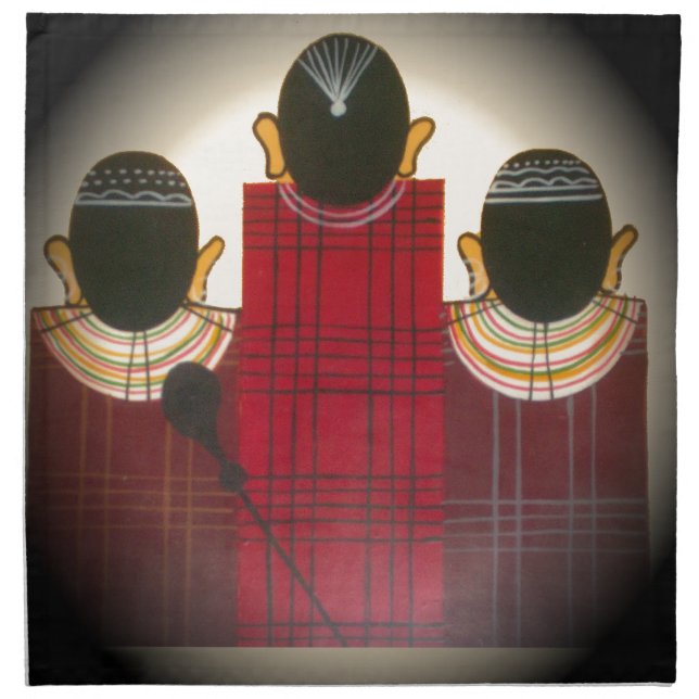 Checkered Maasai Family Portrait Cloth Napkin (Front)