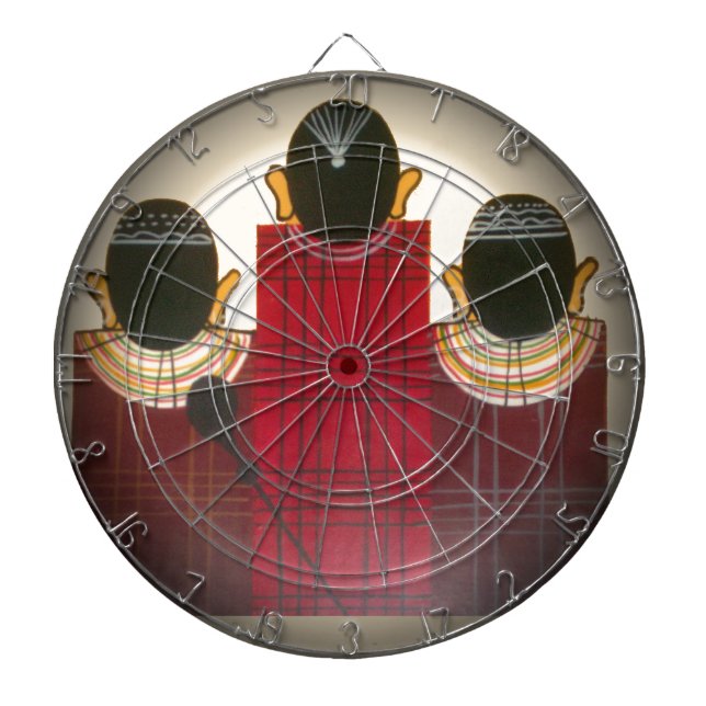 Checkered Maasai Family Portrait Dartboard (Front)