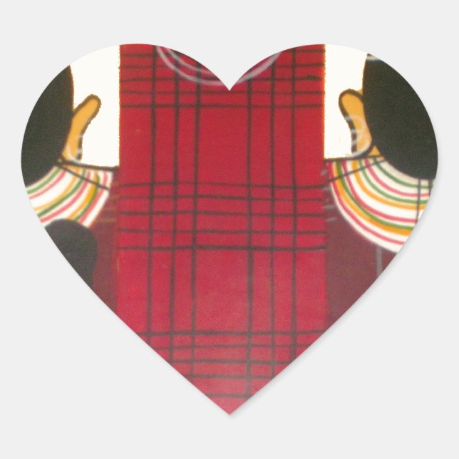 Checkered Maasai Family Portrait Heart Sticker (Front)