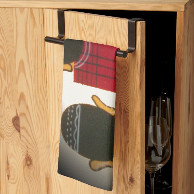 Checkered Maasai Family Portrait Kitchen Towel (Thirds Fold)