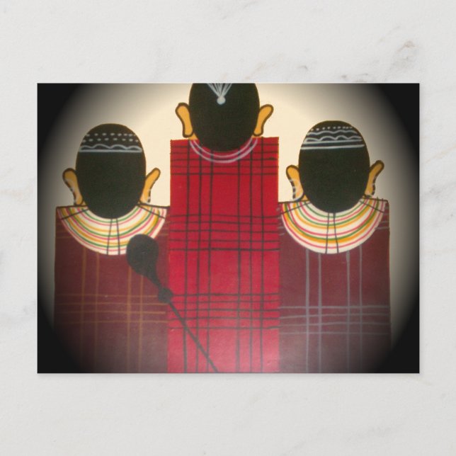 Checkered Maasai Family Portrait Postcard (Front)