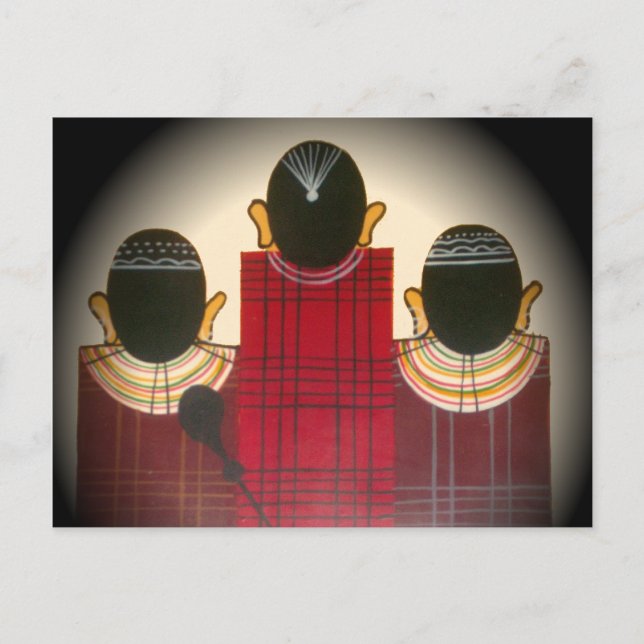 Checkered Maasai Family Portrait Postcard (Front)