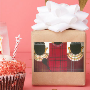 Checkered Maasai Family Portrait Rectangular Sticker