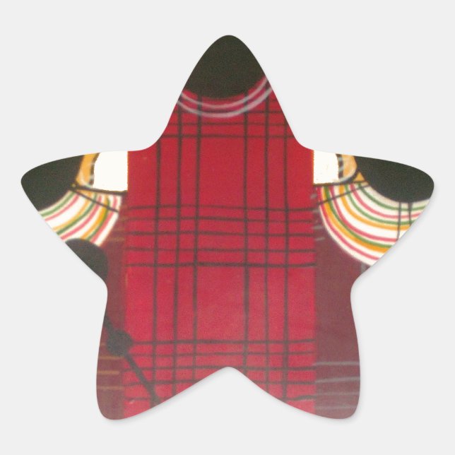 Checkered Maasai Family Portrait Star Sticker (Front)