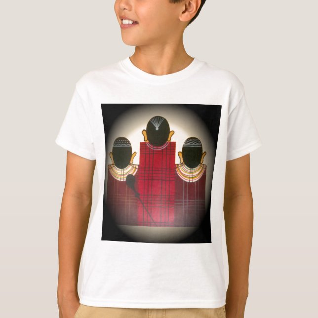 Checkered Maasai Family Portrait T-Shirt (Front)