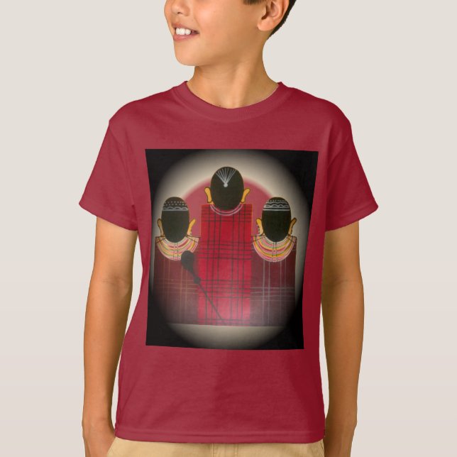 Checkered Maasai Family Portrait T-Shirt (Front)