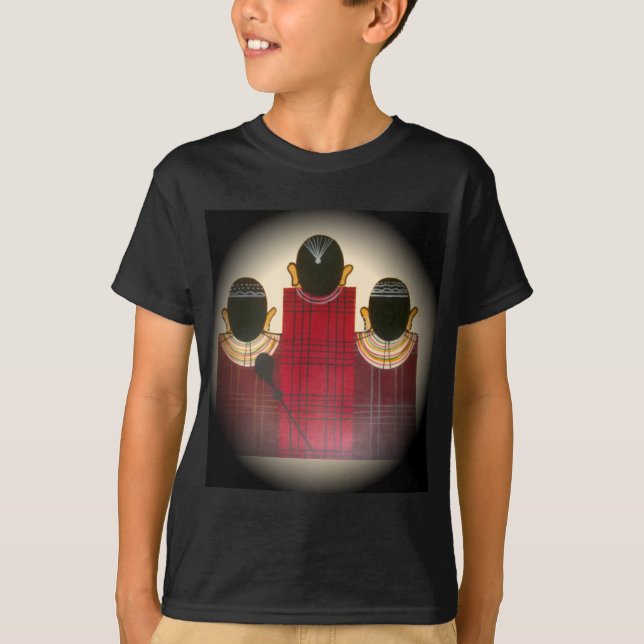 Checkered Maasai Family Portrait T-Shirt (Front)