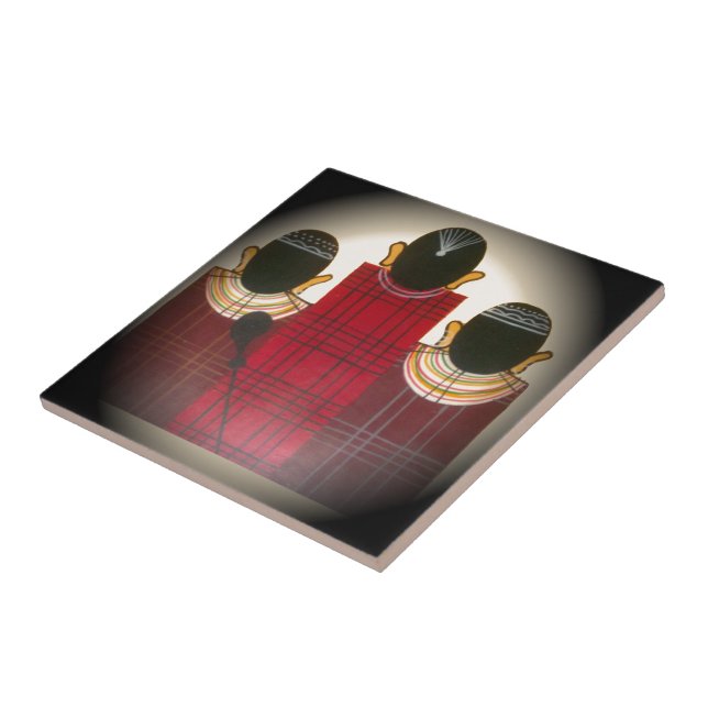 Checkered Maasai Family Portrait Tile (Side)