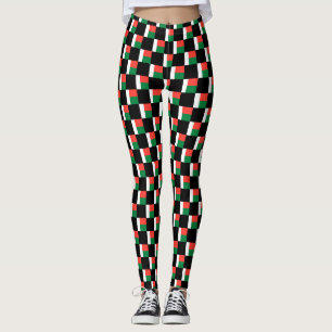 Checkered Madagascar Flag Pattern Leggings