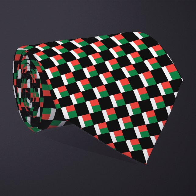 Checkered Madagascar Flag Pattern  Neck Tie (Creator Uploaded)