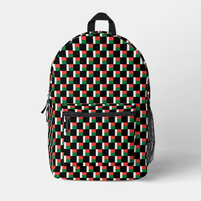 Checkered Madagascar Flag Pattern  Printed Backpack (Front)