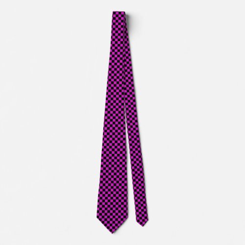 Checkered Magenta and Black Neck Tie