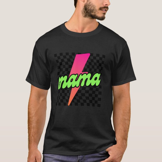 Checkered Mama Bolt Lightning Mother s Day Mom Lif T-Shirt (Front)