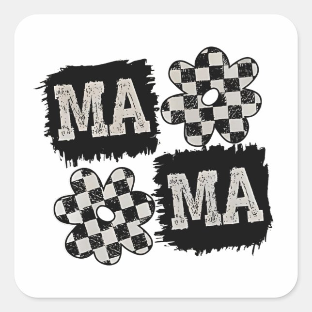Checkered Mama Mothers Day Mom to Be  Square Sticker (Front)