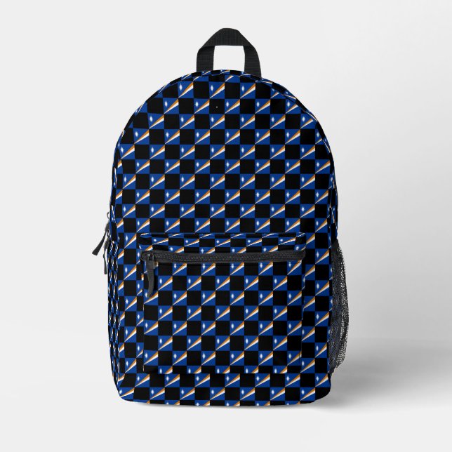Checkered Marshall Islands Flag Pattern  Printed Backpack (Front)