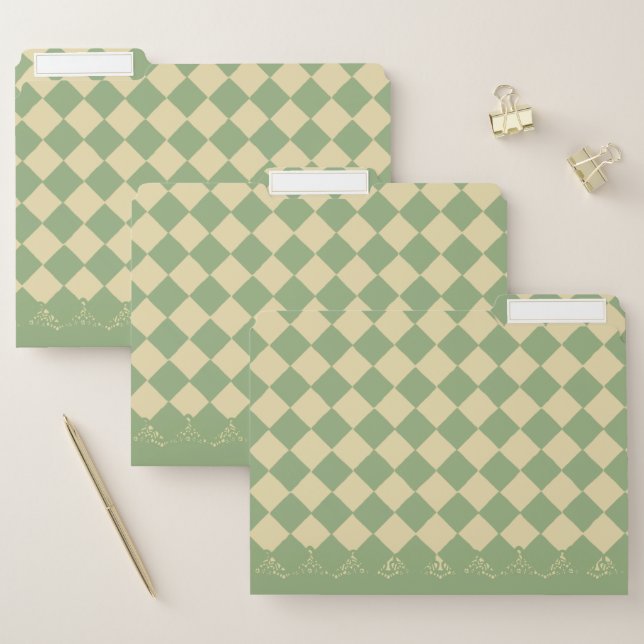 Checkered "Matcha Cookie" File Folders (Set)
