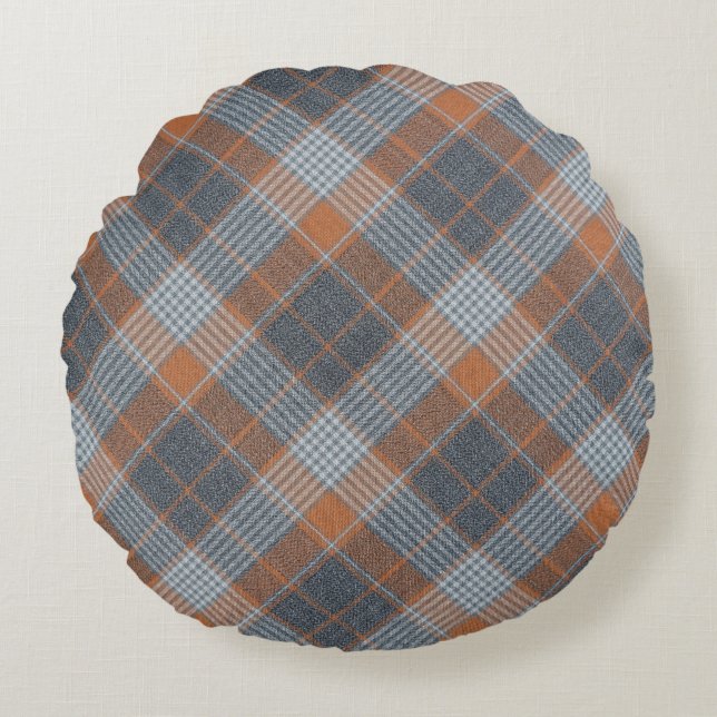 Checkered material tartan pattern textile texture  round pillow (Front)