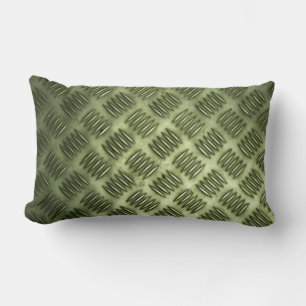 Checkered Metal Stainless Steel Flooring Texture Lumbar Pillow