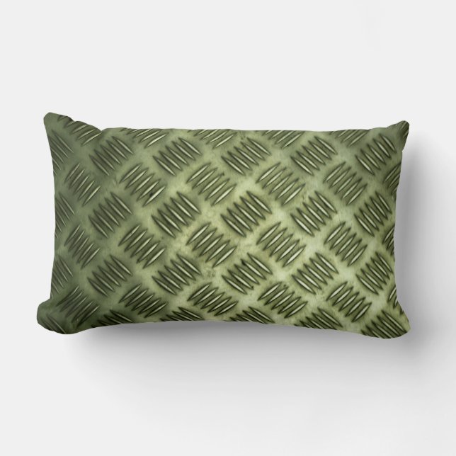 Checkered Metal Stainless Steel Flooring Texture Lumbar Pillow (Front)