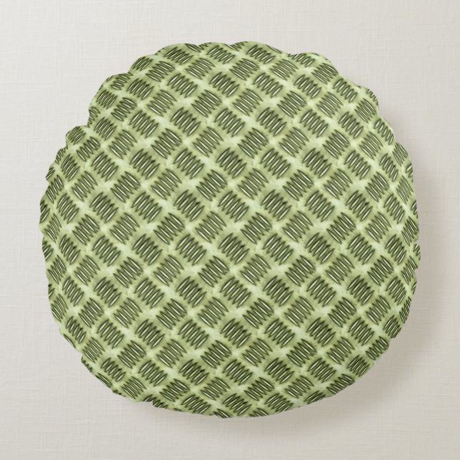 Checkered Metal Stainless Steel Flooring Texture Round Pillow (Front)