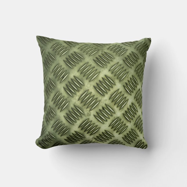 Checkered Metal Stainless Steel Flooring Texture Throw Pillow (Front)