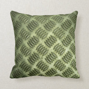 Checkered Metal Stainless Steel Flooring Texture Throw Pillow