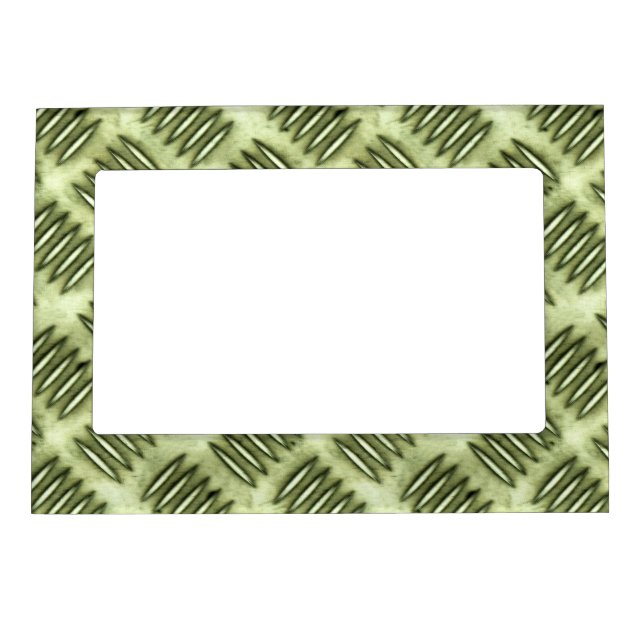 Checkered Metal Steel Flooring Diagonal Texture Magnetic Photo Frame (Front)