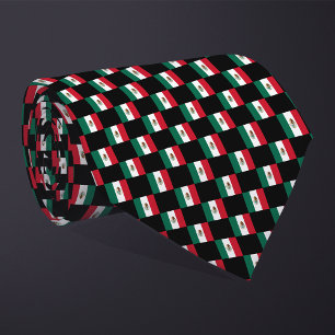 Checkered Mexico Flag Pattern Neck Tie