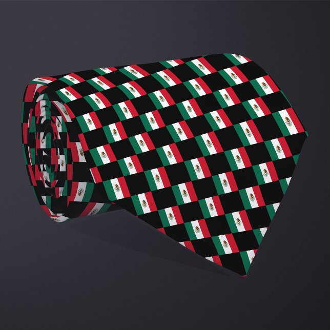 Checkered Mexico Flag Pattern  Neck Tie (Creator Uploaded)