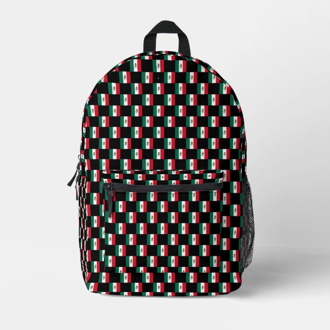 Checkered Mexico Flag Pattern  Printed Backpack (Front)
