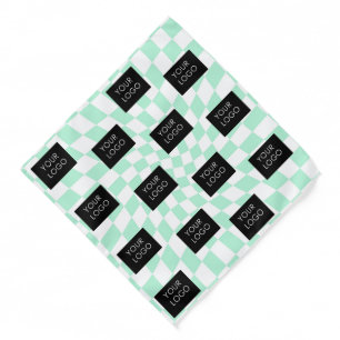 Checkered Mint Custom Business Add Logo Pattern Bandana