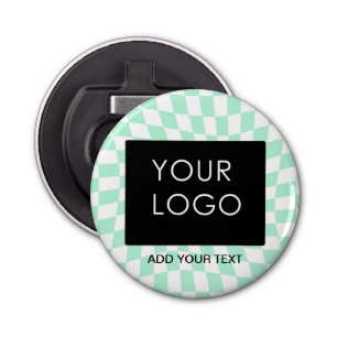 Checkered Mint Customizable Business Add Logo Bottle Opener