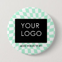 Checkered Mint Customizable Business Add Logo     