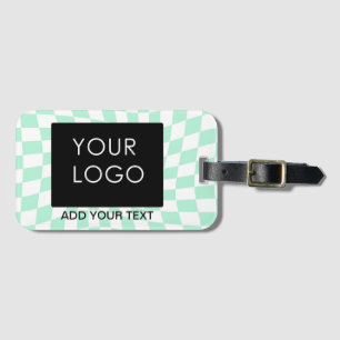 Checkered Mint Customizable Business Add Logo Luggage Tag