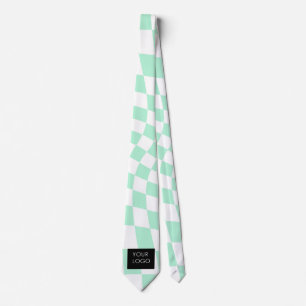 Checkered Mint Customizable Business Add Logo    Neck Tie
