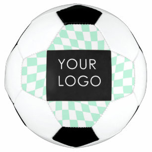 Checkered Mint Customizable Business Add Logo Soccer Ball