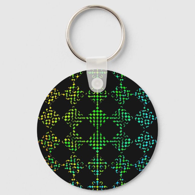 Checkered Moire by Kenneth Yoncich Keychain (Front)
