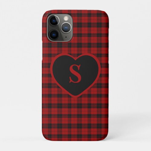 Checkered Monogram Christmas Red Buffalo Plaid iPhone 11 Pro Case